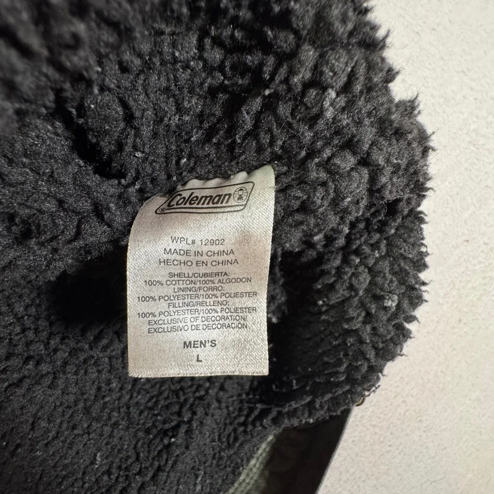 Coleman Mens Sherpa Lined Canvas Workwear Jacket‎ Olive Green Large WPL 12902